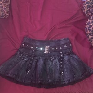 Tripp NYC Black Studded Skater Skirt